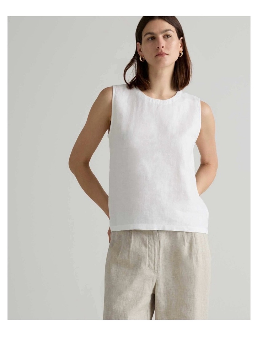 Quince Sleeveless Linen Shell Top 0582